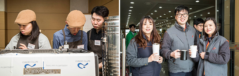 바리스타들이 만든 커피를 즐기는 SK이노베이션 임직원